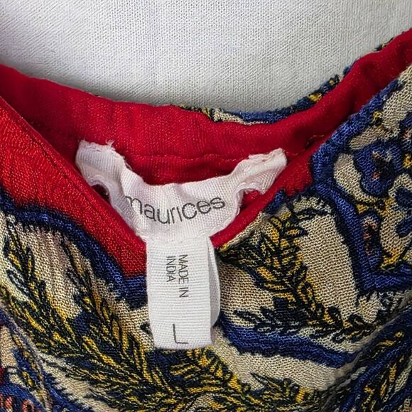 Maurices Red Boho Floral Sleeveless Dress L - Picture 7 of 9